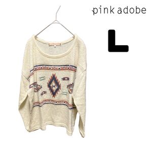 pink adobe オルテガ柄 ニット 長袖 カットソー L