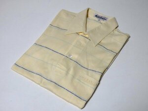 【TOROYトロイ SPERANZA 】日本製・淡いイエロー系縞柄・ポロシャツ・ 半袖 ・LAサイズ！ 