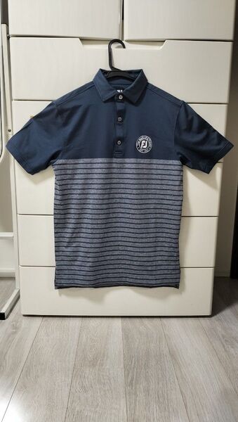 FootJoy ゴルフポロシャツ ネイビー/グレー ボーダー柄