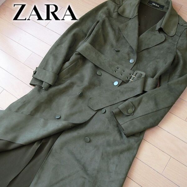 超美品 (EUR)S ザラ ZARA BASIC スエード調トレンチコート