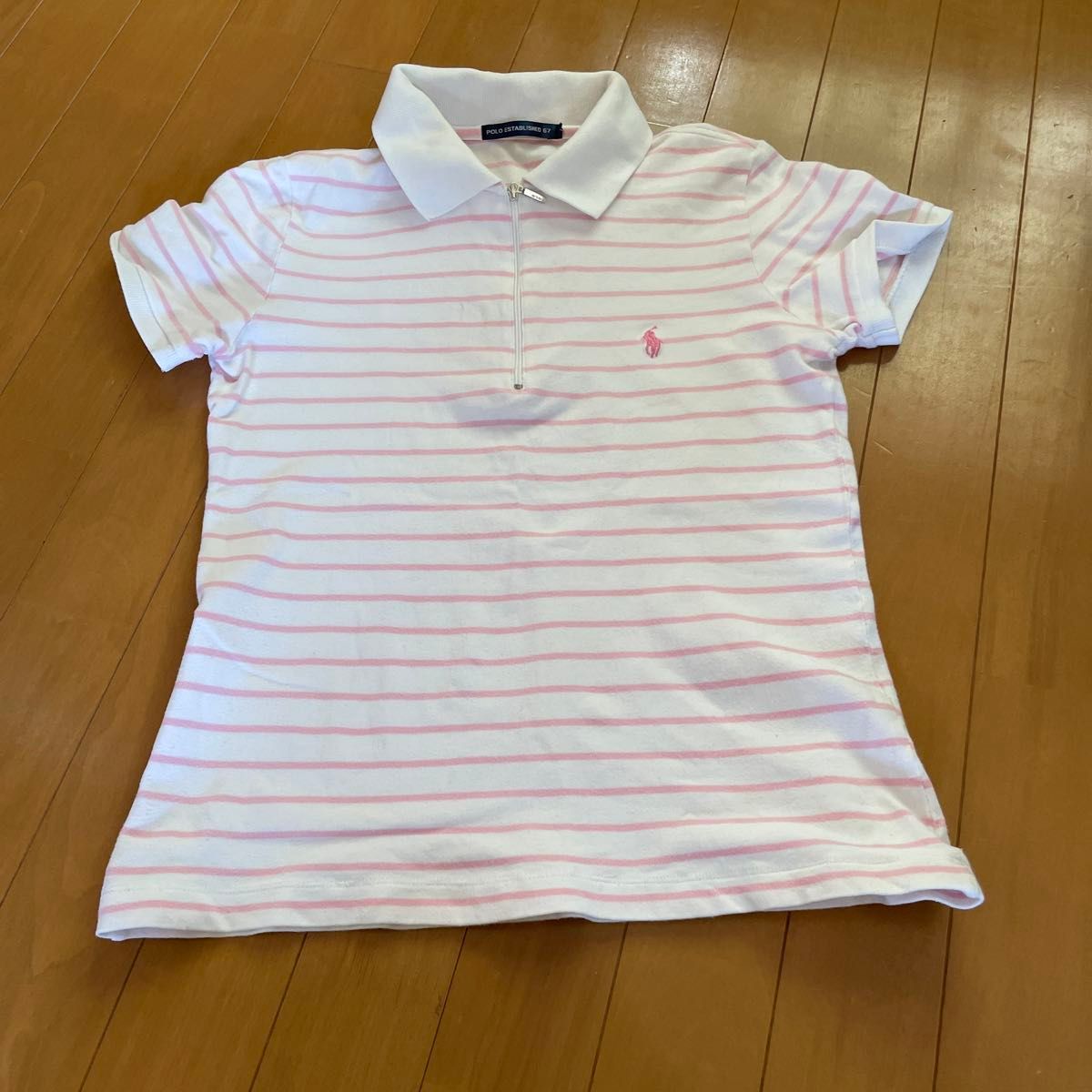 ポロラルフローレン ボーダー柄 半袖ポロシャツ ピンク×ホワイト レディース 