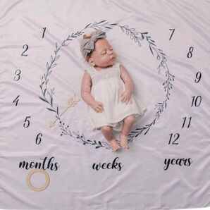 月齢フォト 寝相アート 背景シート ホワイト ウッドレターバナー