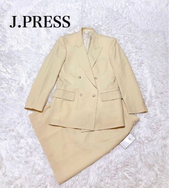 J.PRESS ダブルブレストジャケット スカート パステルイエロー セットアップ 春夏 スカートスーツ