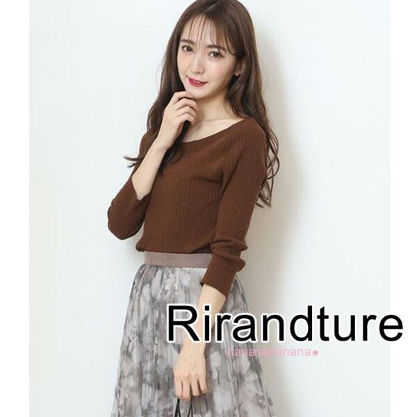 新品 リランドチュール 6分袖 前後2WAY 釦 リブニット 雑誌掲載 小嶋陽菜