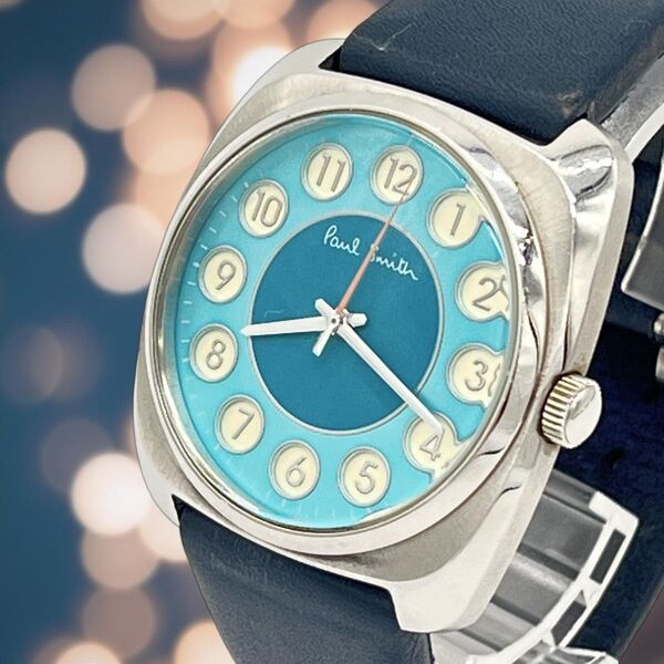 【希少・稼働品 】Paul Smith ポール スミス dial ダイアル レザーベルト ブルー文字盤