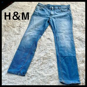 【美品♪H&M】SKINNY & DENIM スキニーデニム 38/30 ライトブルー