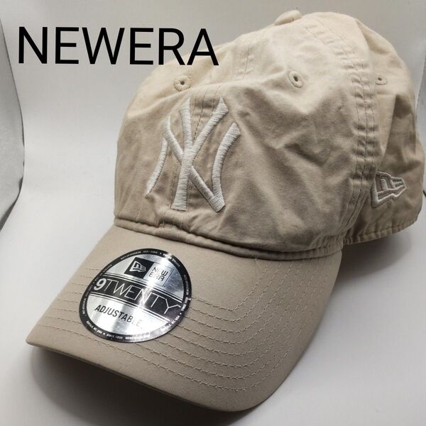 ◆10 NEWERA ニューヨークヤンキース ベージュ アジャスタ ニューエラ キャップ