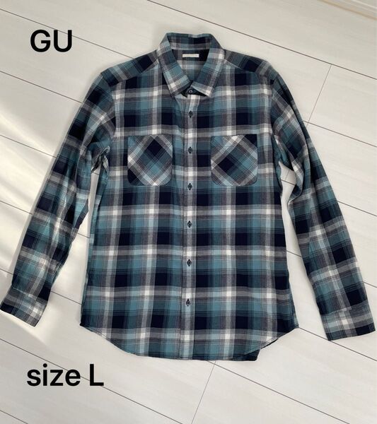 GU チェック柄ネルシャツ 長袖シャツ Lサイズ
