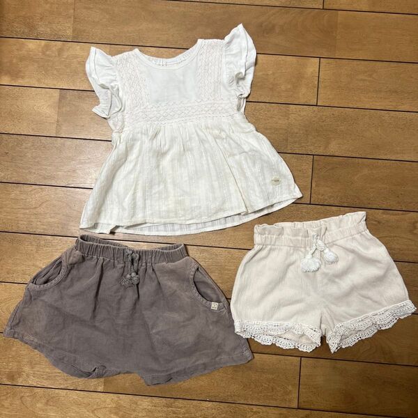 美品 バースデイ 夏服3点セット 80cm 半袖 ショートパンツ 半袖Tシャツ