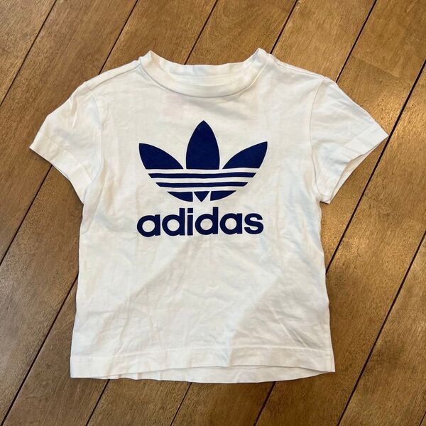 美品 adidas 半袖 Tシャツ 100cm アディダスオリジナルス ロゴTシャツ ホワイト