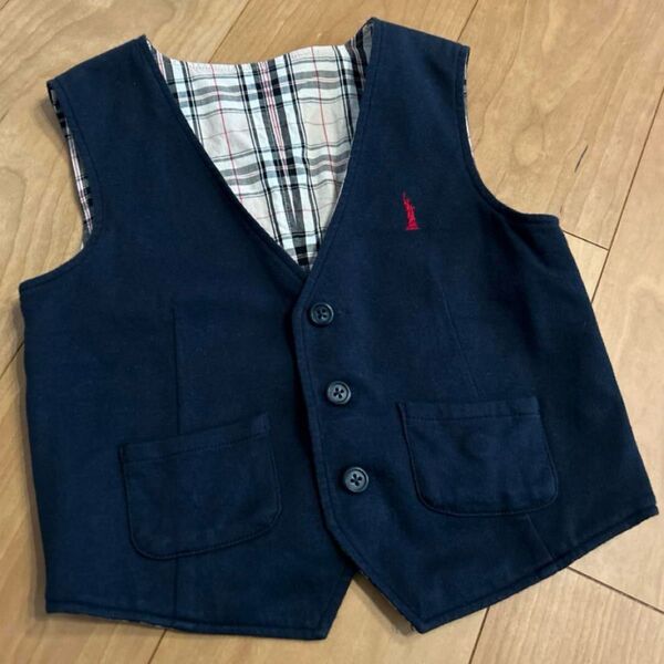 【美品】EASTBOY リバーシブルベスト チェック柄 130㎝