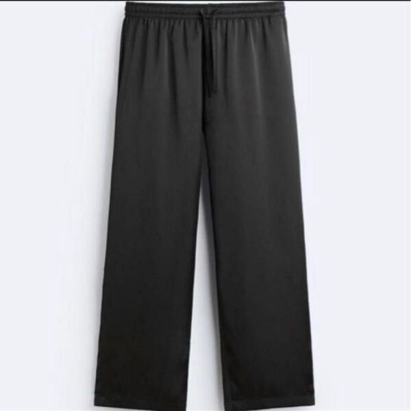 完売品 ZARA サテン ワイドパンツ ブラック
