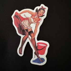 ヴィンテージ レトロ ギター レコード ピンナップガール シンプル デザイン アメリカン ステッカー セクシー