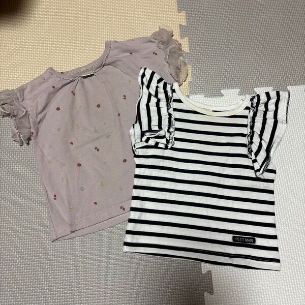 【同梱¥100】フリル付きTシャツ 2枚セット80