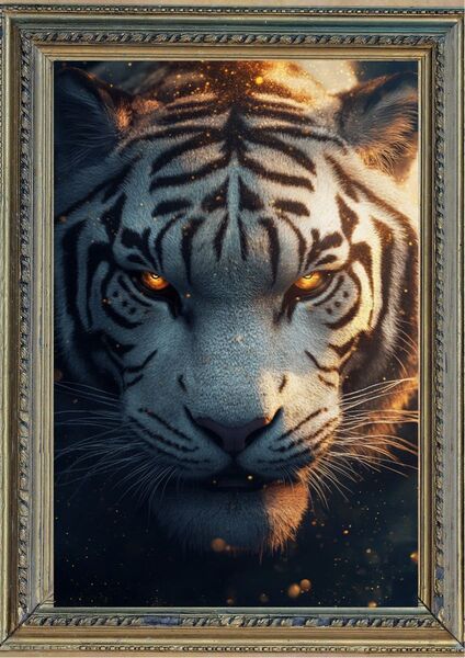 P406 金運アップ 四神獣・白虎【開運風水絵画風・ヒーリングアート】