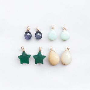 ★天然石★ピアスチャーム4点セット 金具付きOK(有料)