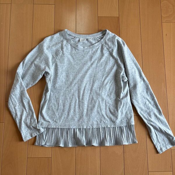 GAP ロンT 裾フリルカットソー 長袖カットソー 長袖 グレー 140