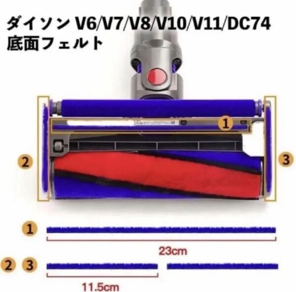 ダイソン モーターヘッドソフトローラー用 床面フエルト 交換フエルト