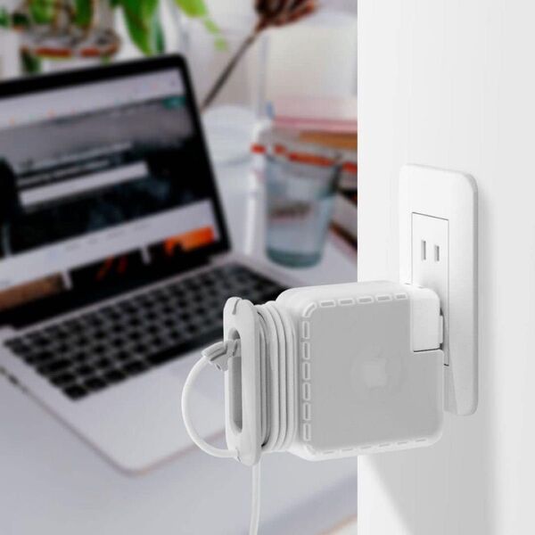 Macbookアダプタ 充電ケーブル収納 クリア グレー