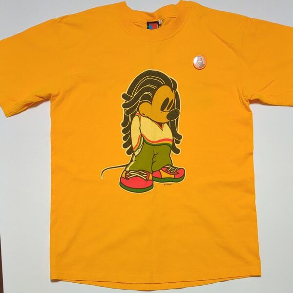 バックドロップ別注Disney ミッキーマウス プリントTシャツ イエロー