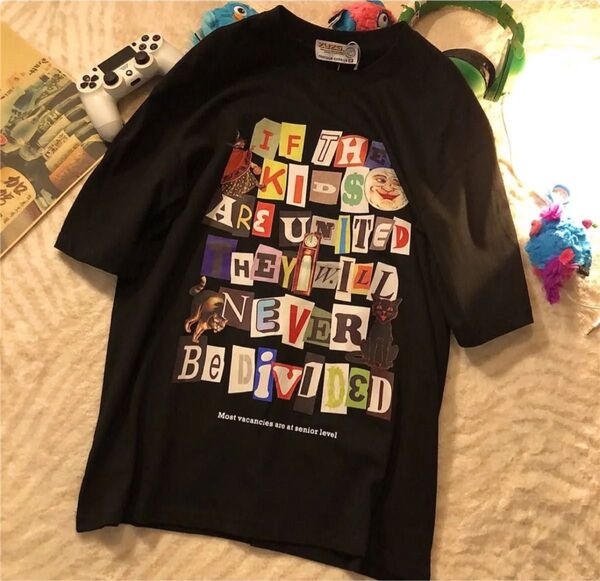 メンズ Lサイズ 半袖 Tシャツ ブラック オシャレ 個性派 黒 ブラック 半袖プリントTシャツ