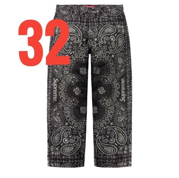 Supreme Bandana Baggy Jean ブラック 32