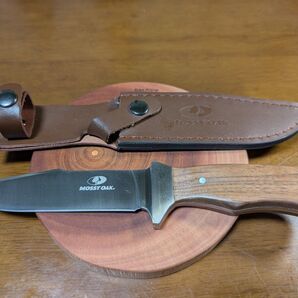 MOSSY OAK ナイフセット シースナイフ&折畳みナイフ 天然ウッドハンドル 全長275mm&166mm 専用シース付き