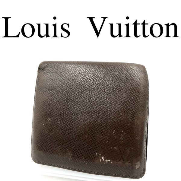 Louis Vuitton ルイヴィトン 折り財布 タイガ 茶 ワンポイントロゴ