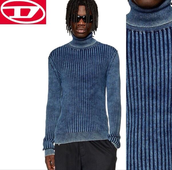 DIESEL タートルネックニット インディゴブルー