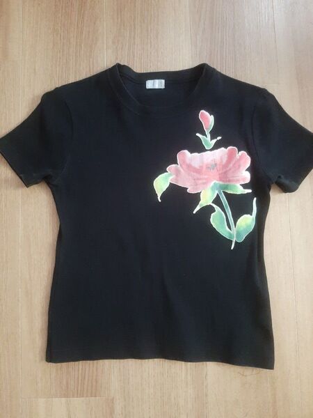 Tシャツ(黒)(花)