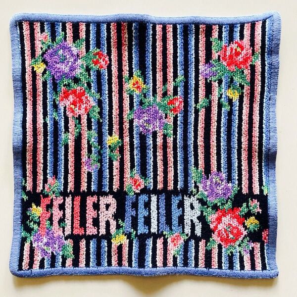 USED 美品 FEILER フェイラー タオルハンカチ ディディエッタローザ 花柄 ストライプ マルチカラー
