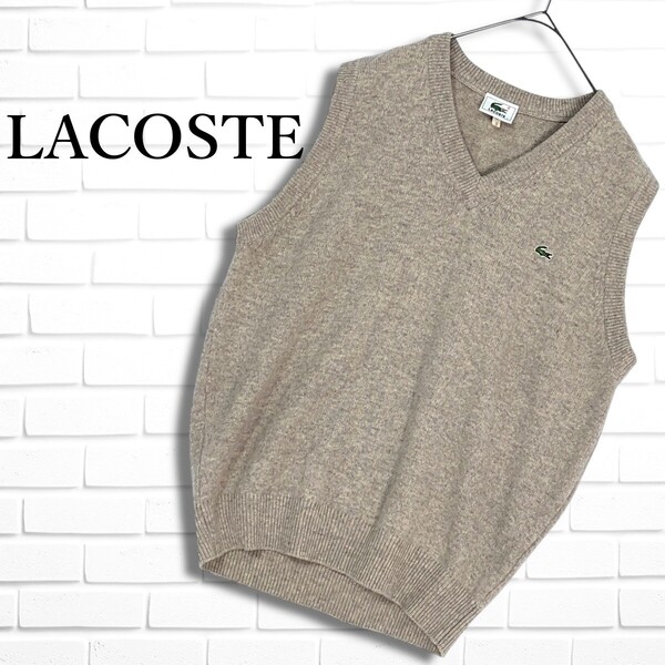 ◆良品◆ LACOSTE ラコステ ウール 100% ワニ ロゴ ウール ニット ベスト メンズ 3 ◆送料無料◆ 0105D◇