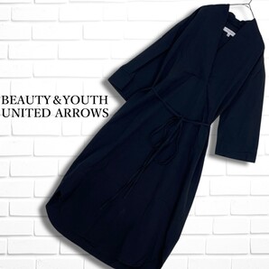 良品 BEAUTY&YOUTH ビューティー&ユース ユナイテッドアローズ ゆったり カシュクール ロング マキシ ワンピース 黒 レディース M 2435D◎