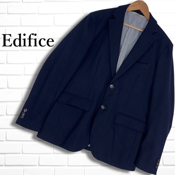 ◆美品◆ Edifice エディフィス ウール テーラード ジャケット 紺 ネイビー メンズ 48 L ◆送料無料◆ 2375D◇