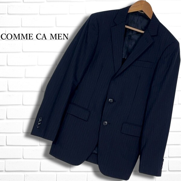 ◆美品◆ COMME CA MEN コムサメン ストライプ テーラード ジャケット 黒 ブラック メンズ SS ◆送料無料◆ 4335D□