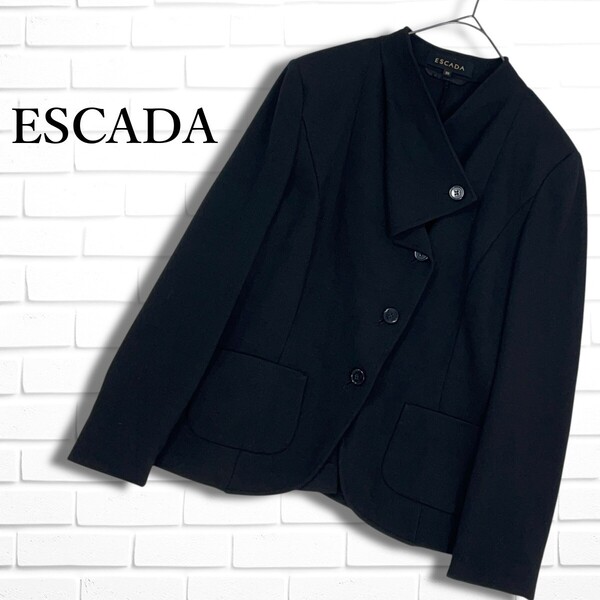 ◆美品◆ ESCADA エスカーダ ストレッチ ジャケット 黒 ブラック レディース 38 ◆送料無料◆ 3765D□