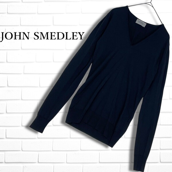 ◆美品◆ JOHN SMEDLEY ジョンスメドレー ウール 100% 長袖 ニット セーター 黒 ブラック レディース S ◆イギリス製 送料無料◆ 3775D◇