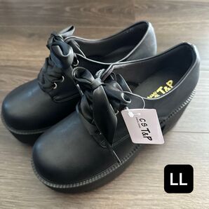 cs T&P 厚底サテンリボンレースアップシューズ LL