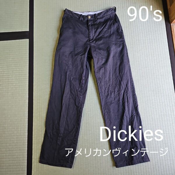 希少/1990年代後半物/初期平成レトロ】Dickiesデッキーズ GUARANTEED メンズチノパン ブラック 黒色 綿パン