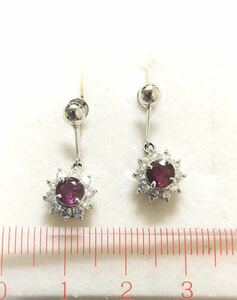 [ pawnshop Owari shop shop Tokyo ] * finish settled * Pt850 platinum ruby diamond earrings 