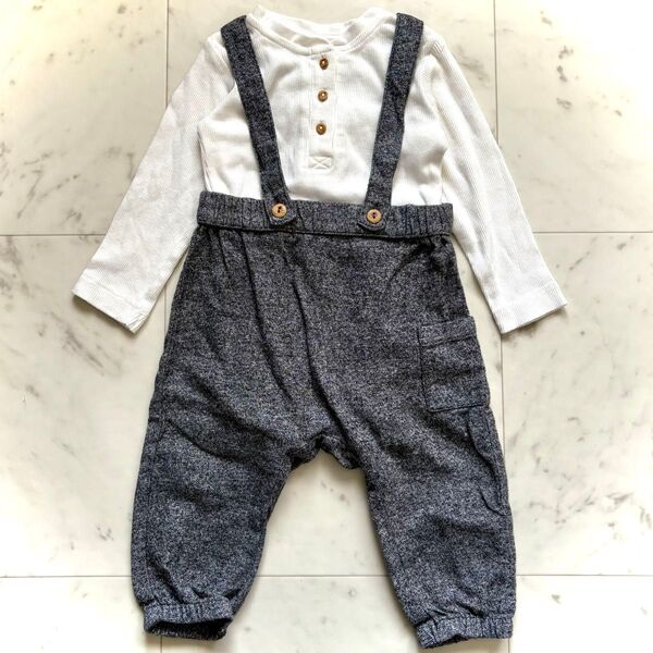 H&M サロペット ロンパース セット 74 オーガニックコットン 男の子 女の子 ベビー ボトムス 6-9M