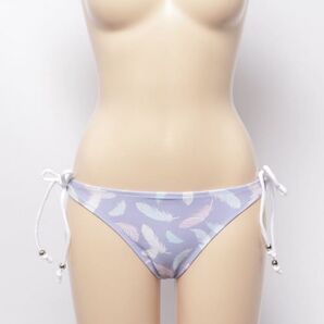 dita【単品販売】サイド細リボンショーツ パープル羽根模様ビキニボトム S プール 海 ビーチ スイムショーツ 水泳