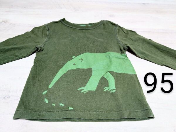 GAP キッズ 長袖Tシャツ 95 アリクイ グリーン