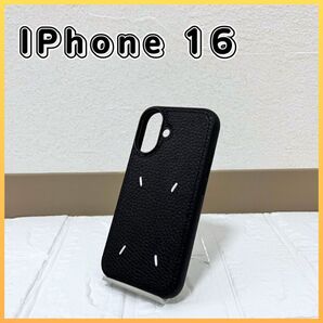 【iPhone16】スマホケースブラック黒レザー 韓国 刺繍 シンプル iPhone カバー ブラック