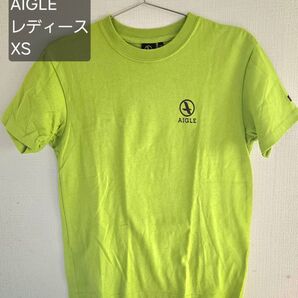 AIGLE ライムグリーン Tシャツ XS 登山 アウトドア 釣り 綿