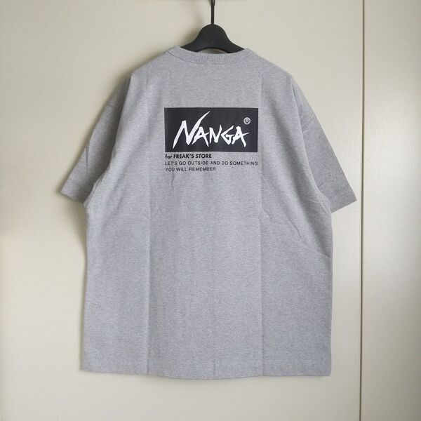 ナンガ フリークスストア別注 エコハイブリッド ルーズフィット ロゴ 刺繍Tシャツ グレー Lサイズ 新品