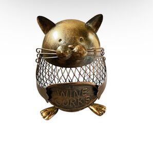ワインコルク容器 子猫 ワインコルクコンテナオーナメント アイアンアート実用的な工芸品 褐色 One size 小物入れ