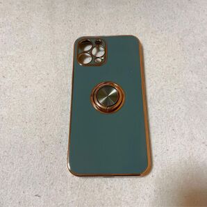 メタリックスマホリング付カラー ソフトケース iPhone 14 plus iPhoneケース グリーン スマホリング付き
