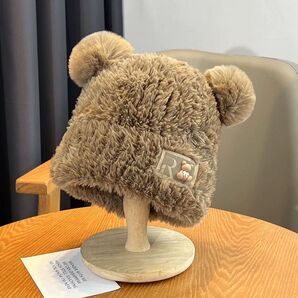 【新品】 くま耳 帽子 耳付き帽子 ボア ボアハット ブラウン 茶色 ニット帽 防寒 暖かい 可愛い