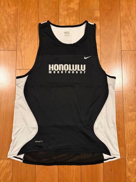 NIKE ホノルルマラソン2007 ノースリーブシャツ XL ブラック ホワイト